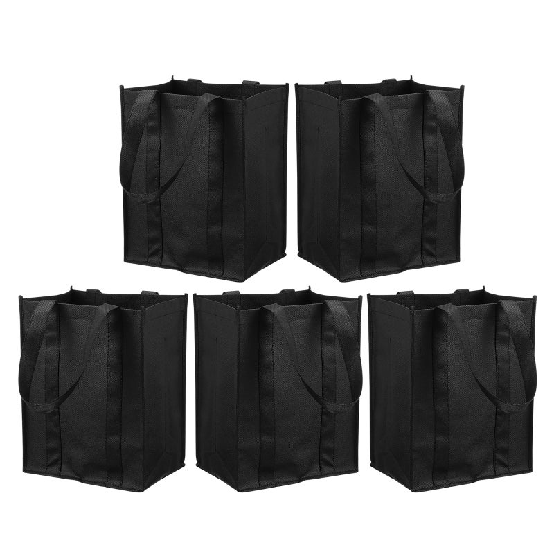 5pcs Bottle Tote: Non-Woven Thick Fabric 6 Bottles Bag With Handles - Reusable Bag For Present - Image 1