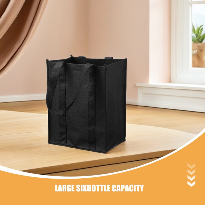 5pcs Bottle Tote: Non-Woven Thick Fabric 6 Bottles Bag With Handles - Reusable Bag For Present - Image 4