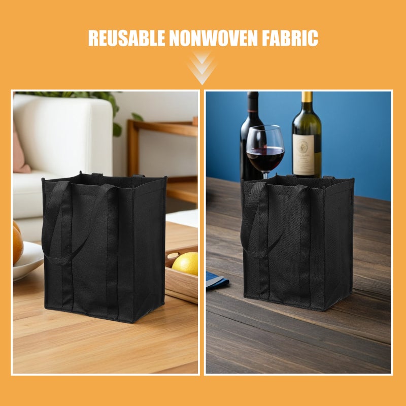 5pcs Bottle Tote: Non-Woven Thick Fabric 6 Bottles Bag With Handles - Reusable Bag For Present - Image 5
