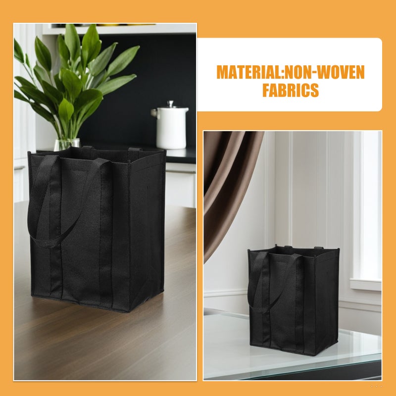 5pcs Bottle Tote: Non-Woven Thick Fabric 6 Bottles Bag With Handles - Reusable Bag For Present - Image 3