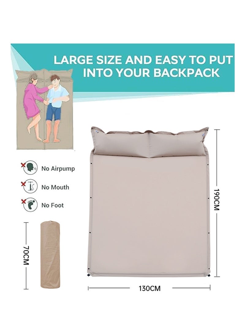TAPIT Camping Sleeping Pad, Self-inflating Sleeping Mat with Pillow & Carry Bag, Waterproof Camping Air Mattress Foldable Sleeping Bed for Camping Hiking Tent Car for 2 People (King Size) - Image 3