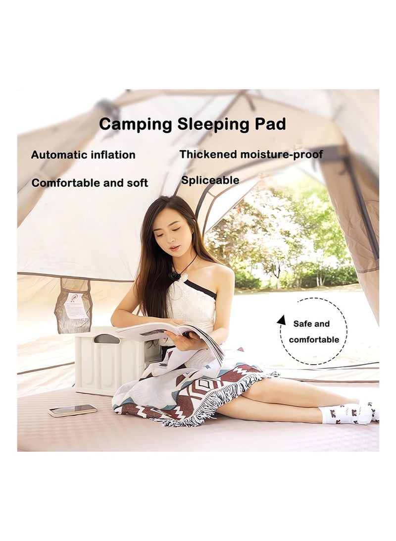 TAPIT Camping Sleeping Pad, Self-inflating Sleeping Mat with Pillow & Carry Bag, Waterproof Camping Air Mattress Foldable Sleeping Bed for Camping Hiking Tent Car for 2 People (King Size) - Image 4