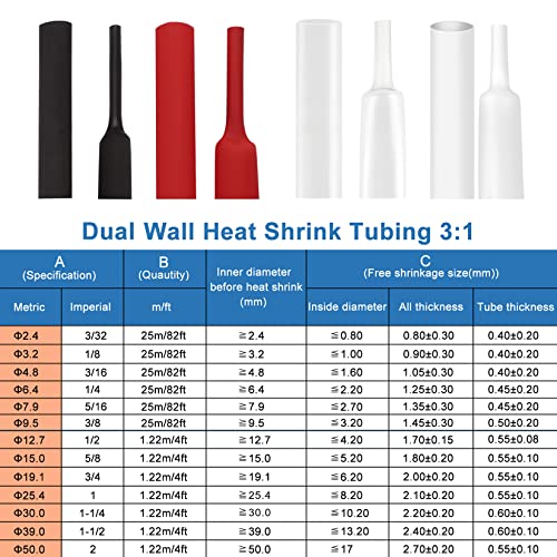 XHF 1/8 Inch 3:1 Waterproof Clear Heat Shrink Tubing Marine Grade Wire Cable Adhesive Lined Tube Insulation Seal Against Moisture Corrosion and Air Leakage, 20 Ft - Image 4