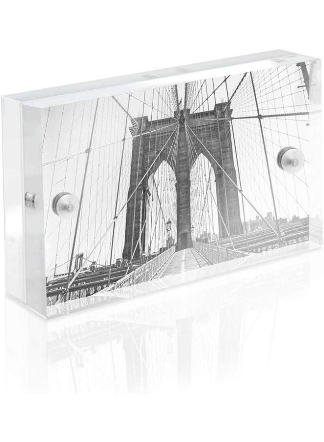 Isaac Jacobs 2â€ x 3â€ Super Thick [23MM Thickness] Clear Acrylic Magnetic Block Picture Frame, Double-Sided, Frameless, Freestanding, Floating Photos, for Desktop & Tabletop Display (2x3) - Image 3