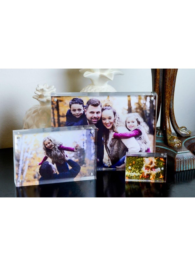 Isaac Jacobs 2â€ x 3â€ Super Thick [23MM Thickness] Clear Acrylic Magnetic Block Picture Frame, Double-Sided, Frameless, Freestanding, Floating Photos, for Desktop & Tabletop Display (2x3) - Image 2