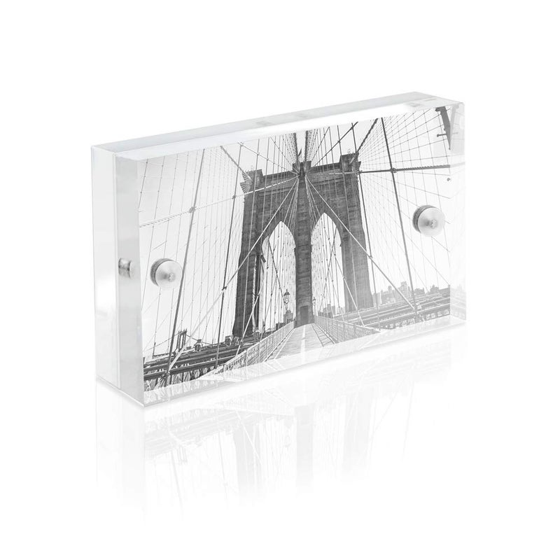 Isaac Jacobs 2â€ x 3â€ Super Thick [23MM Thickness] Clear Acrylic Magnetic Block Picture Frame, Double-Sided, Frameless, Freestanding, Floating Photos, for Desktop & Tabletop Display (2x3) - Image 1