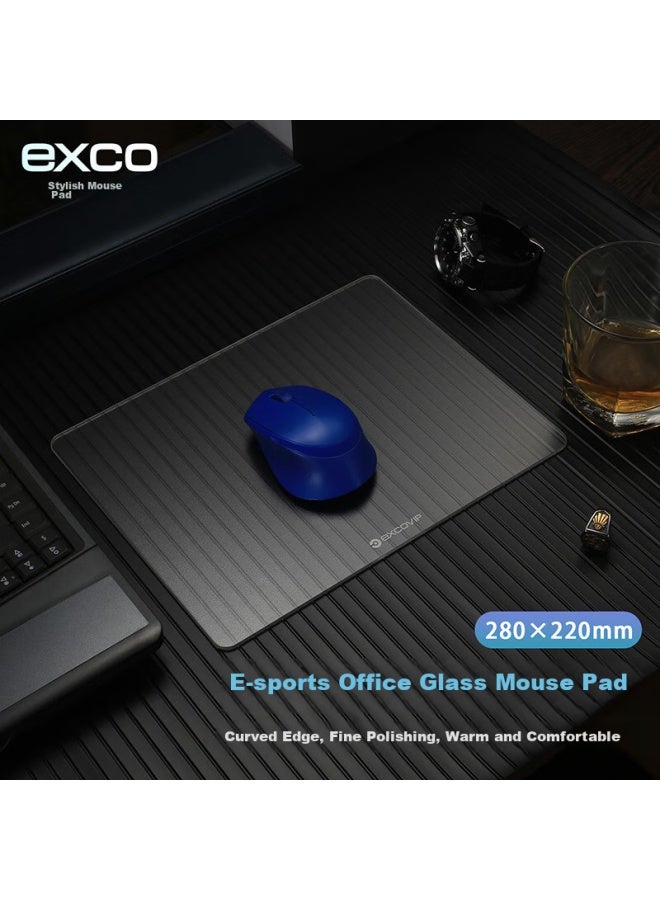 Exco Medium Solar-powered Glass Mouse Pad, Gaming And Office Supplies, Portable Laptop Fps Smooth Hard Durable Transparent 0124 - Image 1