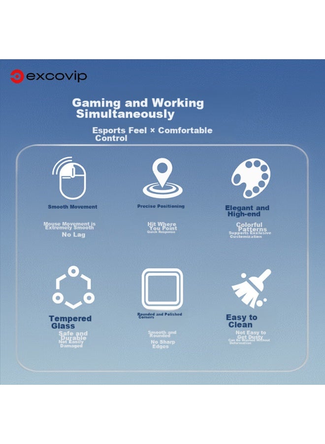 Exco Medium Solar-powered Glass Mouse Pad, Gaming And Office Supplies, Portable Laptop Fps Smooth Hard Durable Transparent 0124 - Image 3