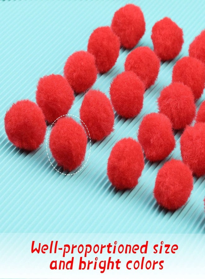 LOKUNN 1 Inch Pom Poms, Red Pom Poms for Arts and Craft, Soft and Fluffy Pom Pom Balls with Self-Adhesive Eyes, Pompoms for DIY Wedding Valentine's Day Party Decorations - Image 5