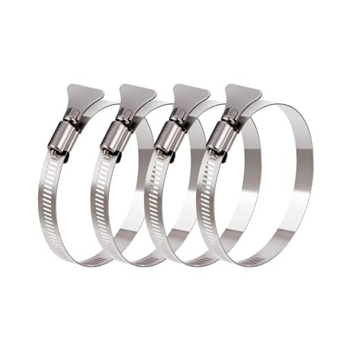 Suprom 4 Pack 3 inch Hose Clamp, Adjustable 2 1/2"-3 1/2" Diameter 304 Stainless Steel Easy turn thumb Screw Worm Gear Hose Clamps For Securing Hose, Dryer, Automotive and Mechanical Applications - Image 1