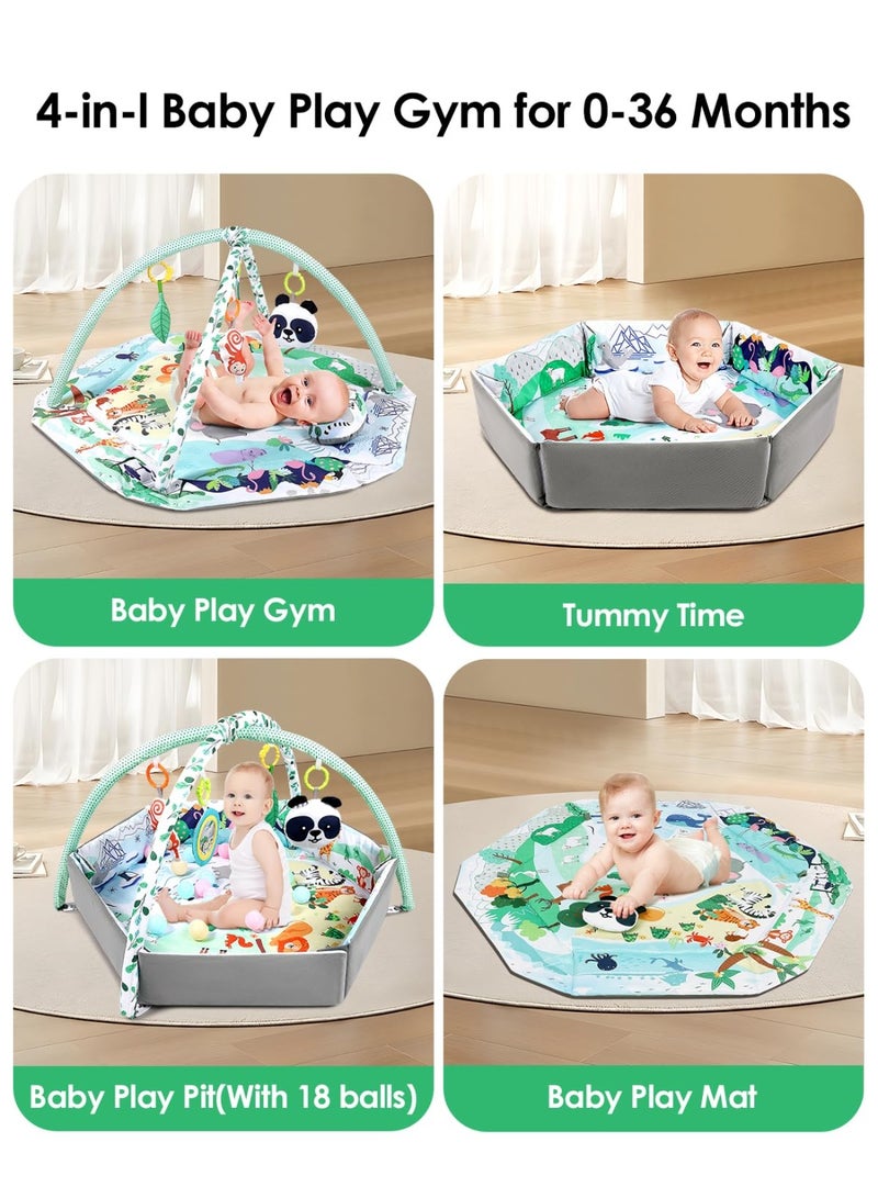 ASIV 4-in-1 Tummy Time Mat,Baby Activity Play Mat,Newborn Play Baby Mats for Floor with 6 Infant Learning Sensory Baby Toys, Toddler Motor Skill Development,Babies Ball Pit with 18 Ocean Balls  - Image 4