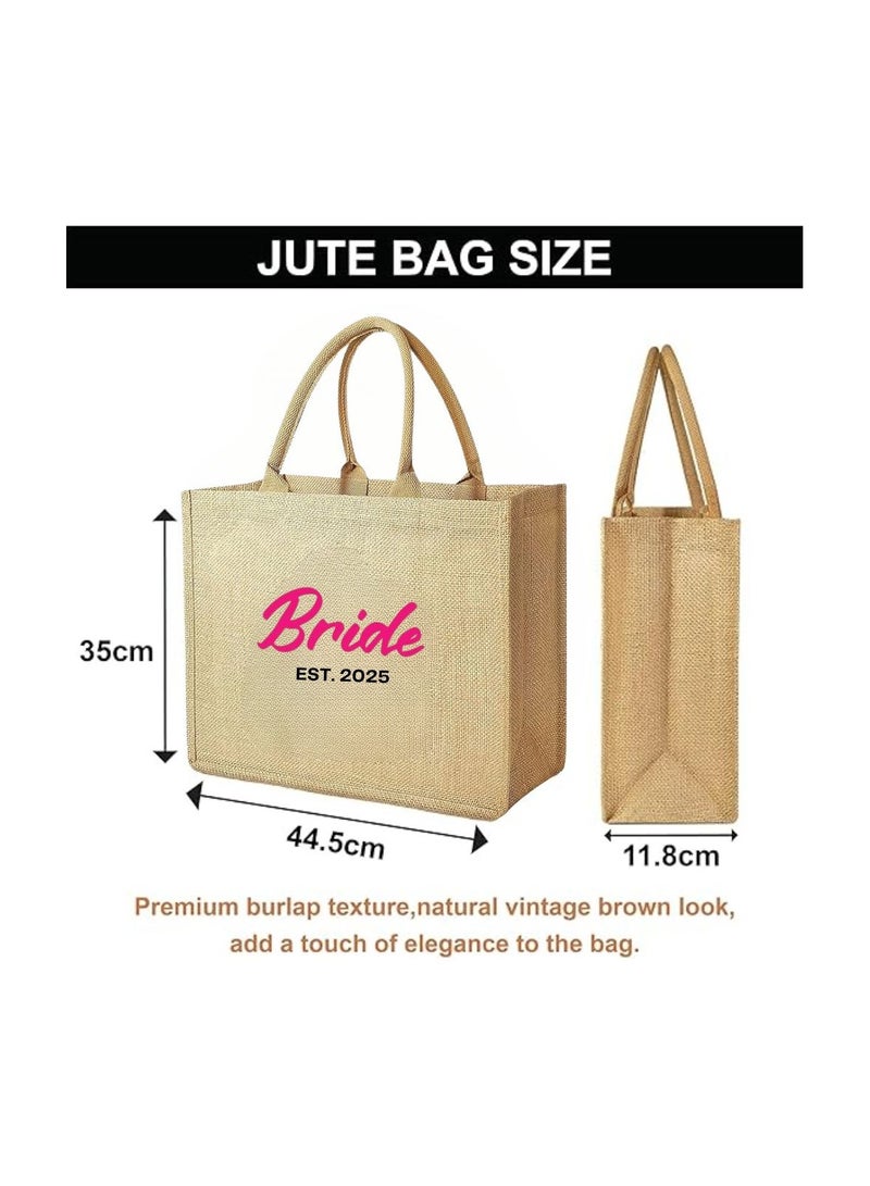 PRINTSHOP4ME Jute Tote Bag-Bride Est-Wedding Party Gift Bag For Bridesmaids And Guests-Wedding Party Favors - Image 2