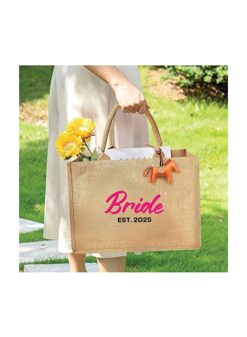 PRINTSHOP4ME Jute Tote Bag-Bride Est-Wedding Party Gift Bag For Bridesmaids And Guests-Wedding Party Favors - Image 5