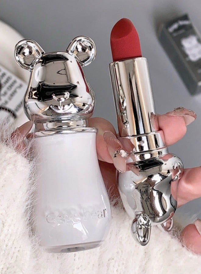 Gege bear Velvet lipstick matte matte soft matte texture whitening non-stick cup waterproof pure plant extract - Bright Red - Image 2