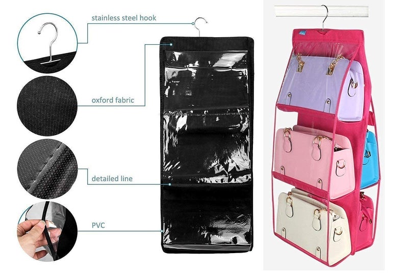 Ad Fresh Ad Fresh Wardrobe Hanging Handbag Organizer 6 Large Pockets DustProof Bag Storage Purse Handbag Tote Bag Holder Organizer for Closet Bedroom  - Image 4
