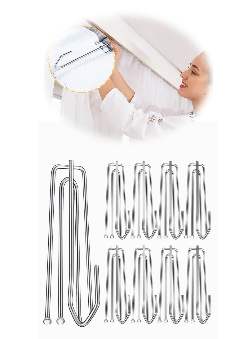 30 Piece Curtain Pleat Hooks Stainless Steel Drapery Pin for Pleated Drapes4 Prongs Pinch Pleat Hook Clips Traverse Pleater 4 End Curtain Hangers for Window Door Bathroom Curtain - Image 1