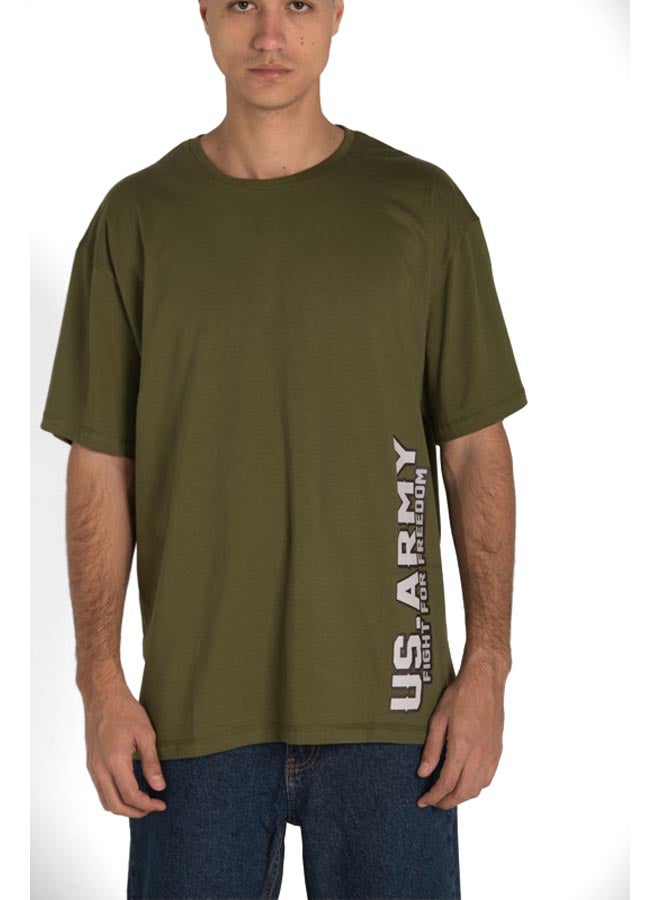 Marco Bergamo Olive T-Shirt With Wite Print  - Image 2