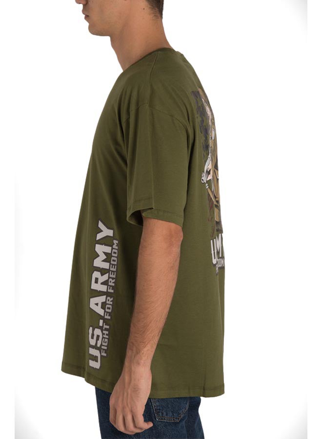 Marco Bergamo Olive T-Shirt With Wite Print  - Image 3