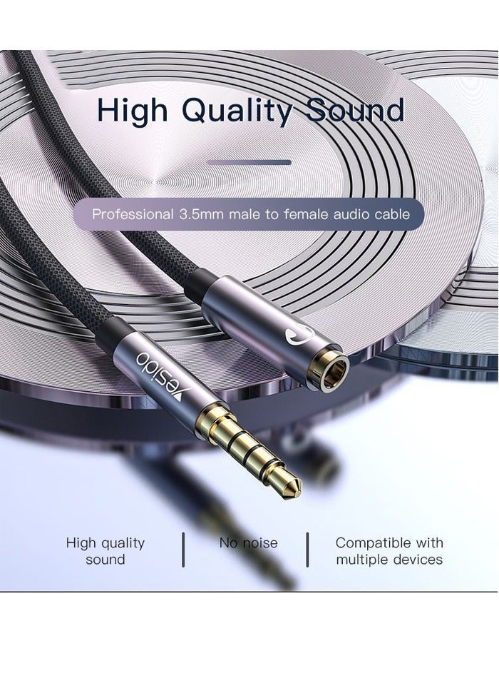 Yesido YAU26 Audio Extended Cable 3.5mm AUX Audio Cable Black - Image 2
