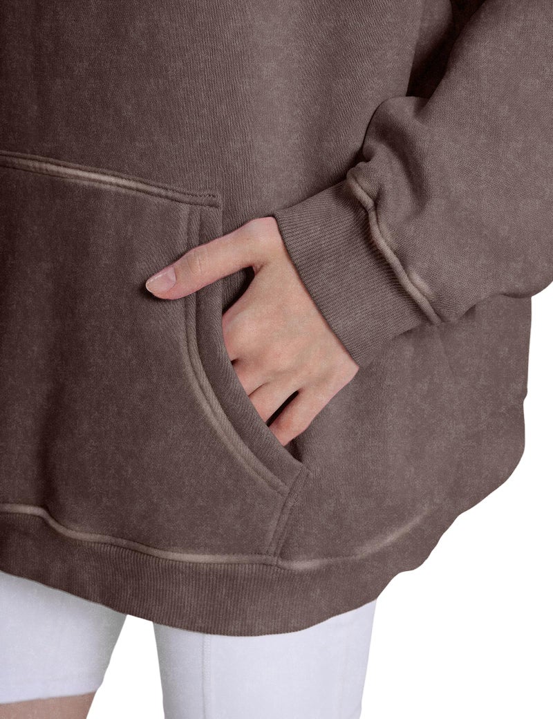 Dnzzs Acid Wash Hoodie for Womens Pullover Oversized Women's Fashion Brown Hoodies & Sweatshirts Vintage Sweatshirt Heavyweight - Image 5