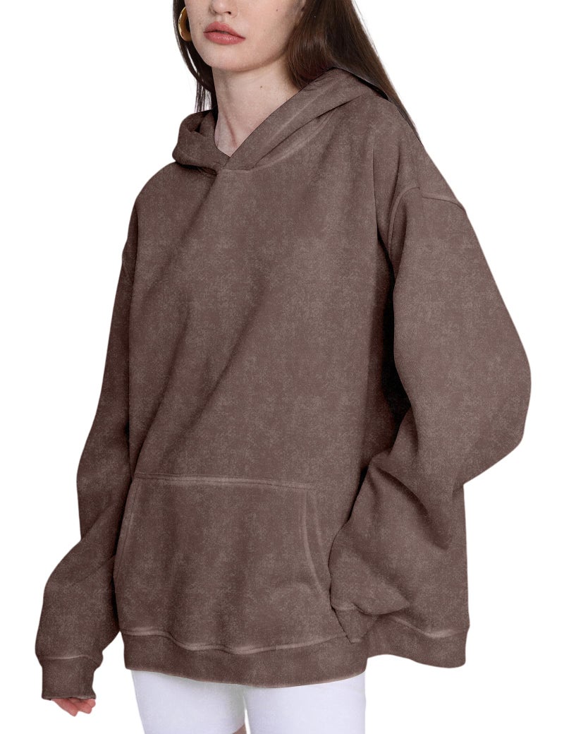 Dnzzs Acid Wash Hoodie for Womens Pullover Oversized Women's Fashion Brown Hoodies & Sweatshirts Vintage Sweatshirt Heavyweight - Image 4