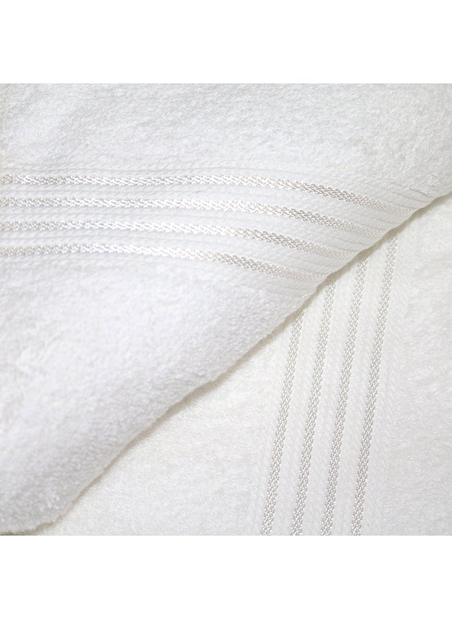 White Rose 6 Pcs Events Dyed Towel Set 550 GSM 100% Cotton Terry Viscose Border 1xBath Towel 75x145cm 1xHand Towel 50x90cm 2xBaby Towel 30x50cm & 2xFace Towel 33x33cm White Color  - Image 3