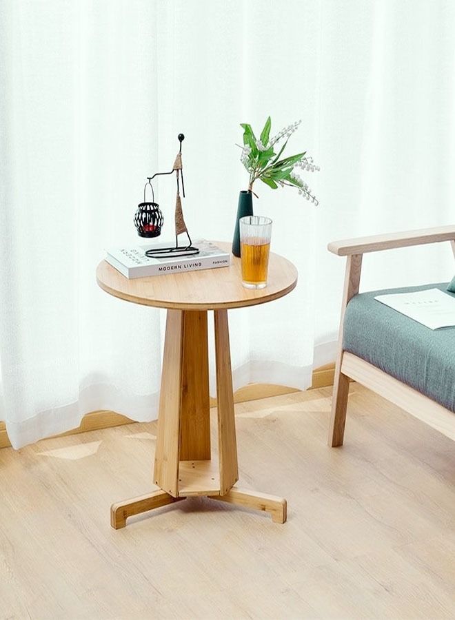 C&C Home Multipurpose Modern Design Portable Bamboo Round Coffee Side Table 50 x 54 Centimeter  - Image 1