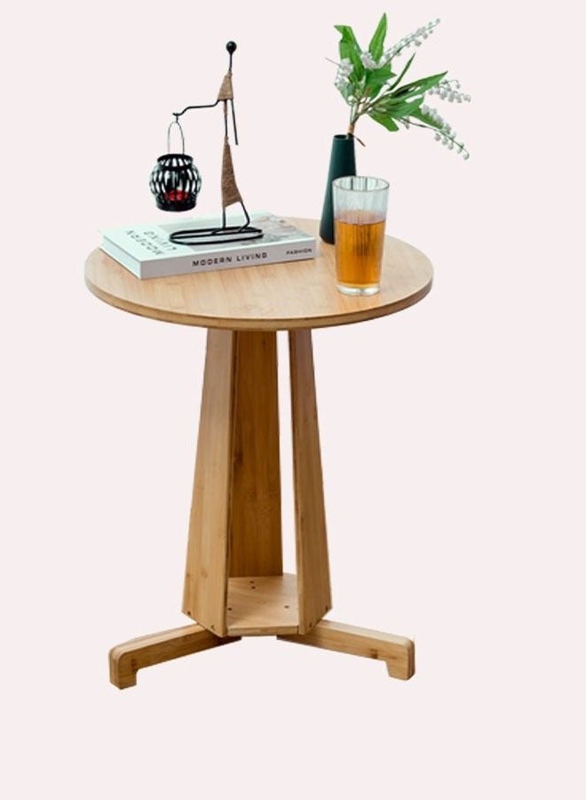 C&C Home Multipurpose Modern Design Portable Bamboo Round Coffee Side Table 50 x 54 Centimeter  - Image 5