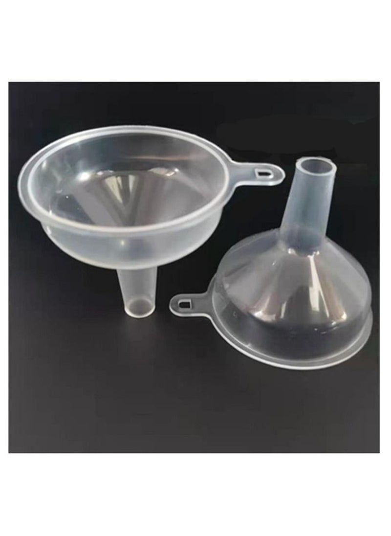 Home zone 2-piece Mini Plastic Funnel Transparent Mini Plastic Funnel Liquid Filling Clear Plastic Travel Mini Funnel for Small Samples of Perfume Emulsion  - Image 1