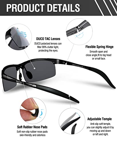 DUCO Mens Sports Polarized Sunglasses UV Protection Sunglasses for Men 8177s - Image 4