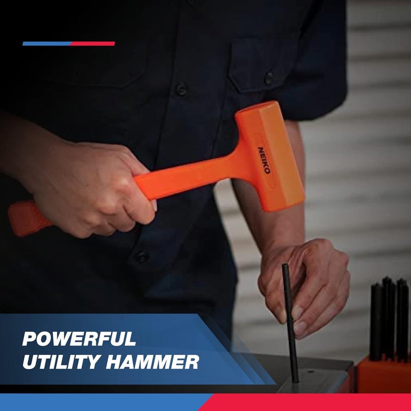 NEIKO 02849A 4 Lb Dead Blow Hammer, Neon Orange | Unibody Molded | Checkered Grip | Spark and Rebound Resistant - Image 5