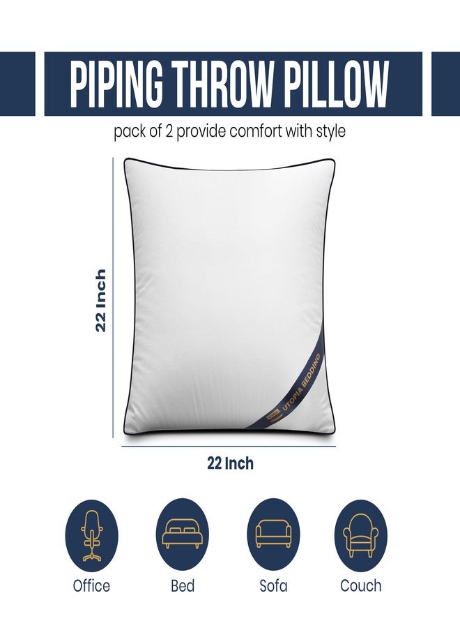 Utopia Bedding Throw Pillow Inserts (Pack of 2, White), 22 x 22 Inches Decorative Indoor Pillows for Sofa, Bed, Couch, Cushion Sham Stuffer - Image 2