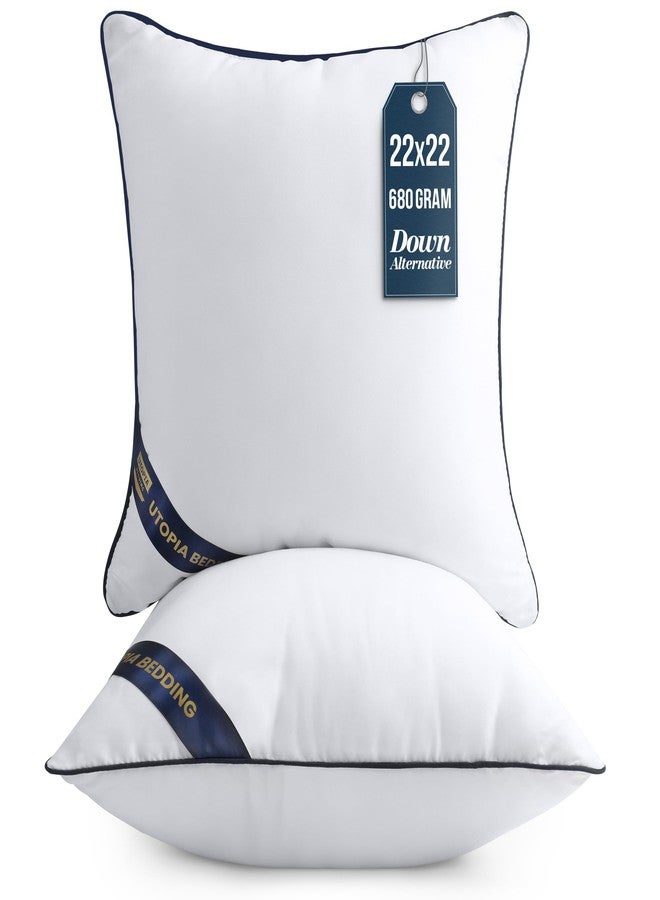 Utopia Bedding Throw Pillow Inserts (Pack of 2, White), 22 x 22 Inches Decorative Indoor Pillows for Sofa, Bed, Couch, Cushion Sham Stuffer - Image 1