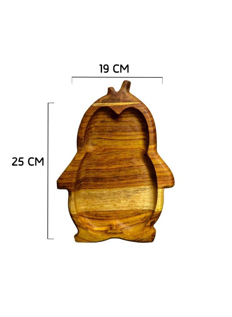 Egypt Antiques - Children's food or snack dish in the form of a wooden penguin, handmade, 100% natural colors, - Image 1