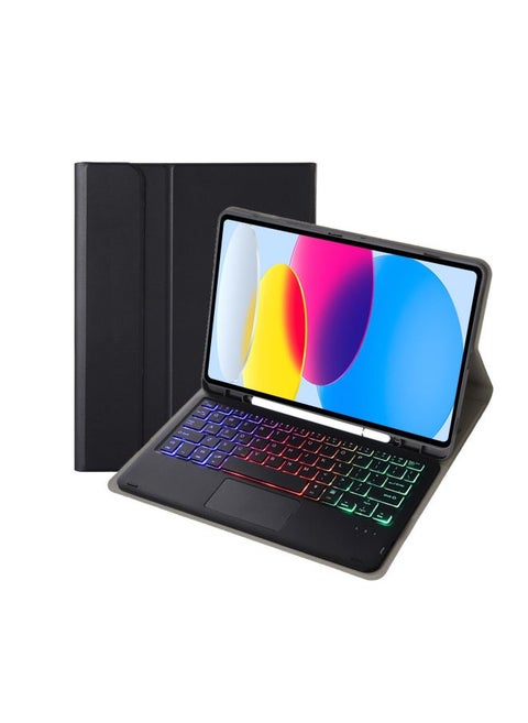 For Samsung TabS9FE11 Inch 2023 Protective Cover Wonderful Control Magnetic Suction Colorful Backlit Bluetooth Keyboard Soft Shell-Color:Obsidian Black-Touch Keyboard (Backlit)-Product Type:Samsung Tab S9 FE 10.9 Inch SM-X510/X516