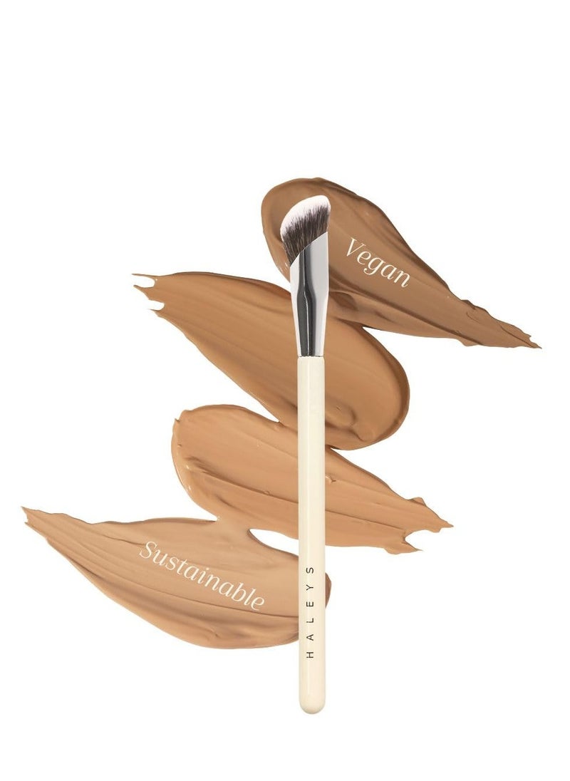 HALEYS HALEYS Concealer Brush VEGAN+CRUELTY-FREE, Sustainable Wood, Vegan Bristles for Airbrushed Finish, For Creams,Liquids, Powder, Streak-free, Perfect Blending, Buffs, Smooths with Control, Special shape  - Image 1