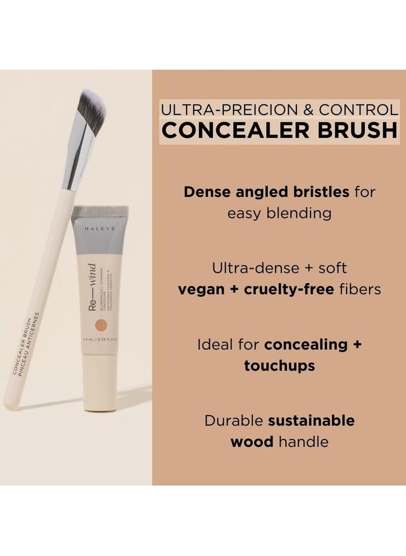 HALEYS HALEYS Concealer Brush VEGAN+CRUELTY-FREE, Sustainable Wood, Vegan Bristles for Airbrushed Finish, For Creams,Liquids, Powder, Streak-free, Perfect Blending, Buffs, Smooths with Control, Special shape  - Image 2