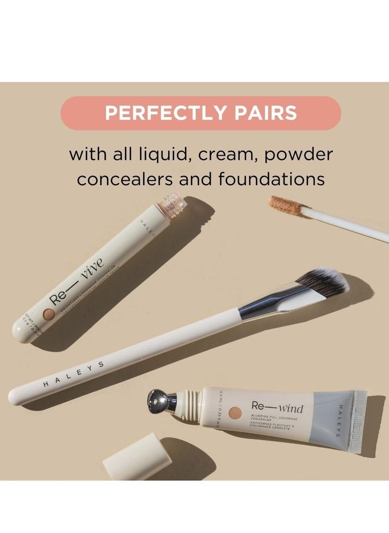 HALEYS HALEYS Concealer Brush VEGAN+CRUELTY-FREE, Sustainable Wood, Vegan Bristles for Airbrushed Finish, For Creams,Liquids, Powder, Streak-free, Perfect Blending, Buffs, Smooths with Control, Special shape  - Image 5