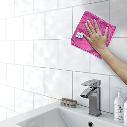 SOFTSPUN Microfiber Cleaning Cloths, 5pcs 40x60cms 340GSM Pink! Highly Absorbent, Lint and Streak Free, Large Multi -Purpose Wash Cloth for Kitchen, Car, Window, Stainless Steel, Silverware. - Image 4