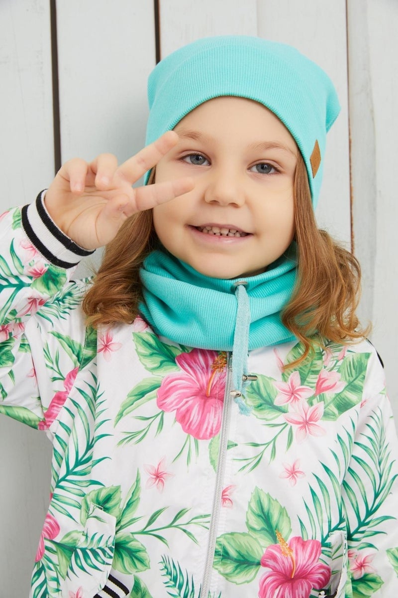 Babygiz Girl's Ocean Blue String Hat Beanie Neck Collar Set Cotton Camisole  - Image 5