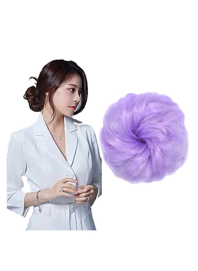 إستيل كعكة شعر فوضوية مع شريط مطاطي مرن وصلات شعر على شكل ذيل حصان أوبدو شينيون دونات على شكل ذيل حصان، شعر صناعي أشعث للنساء (اللون رقم 2403A) - Image 2