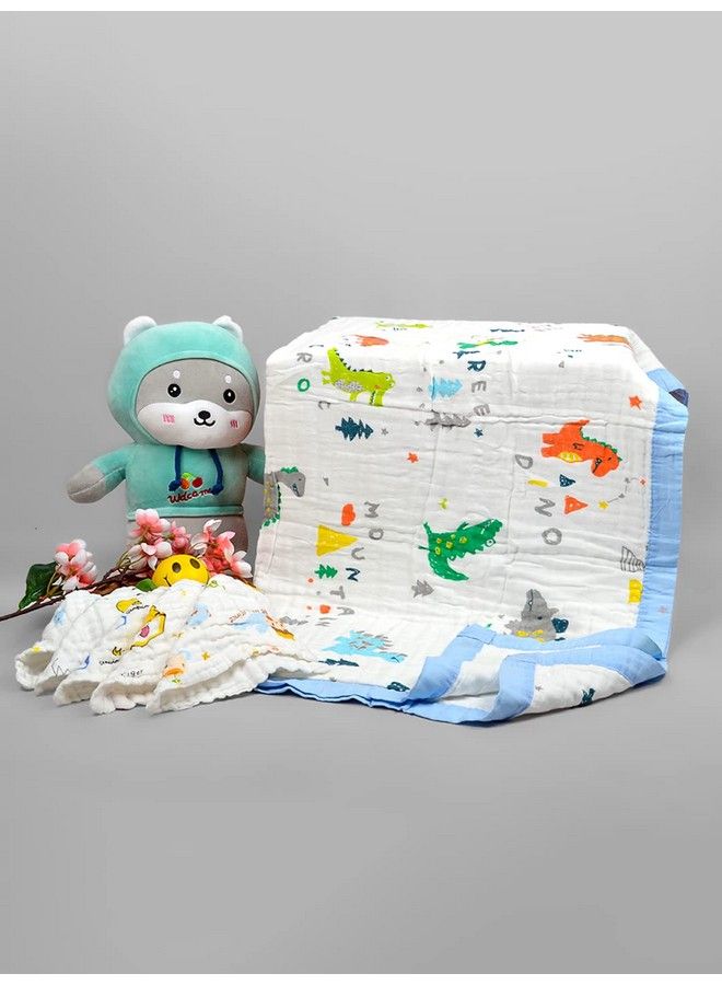 MOM'S HOME Baby Super Soft Absorbent Muslin 6 Layer Wash Towel 100X100 Cm(03 Years) Designer Printedelephant And 5 Wipes - Image 1