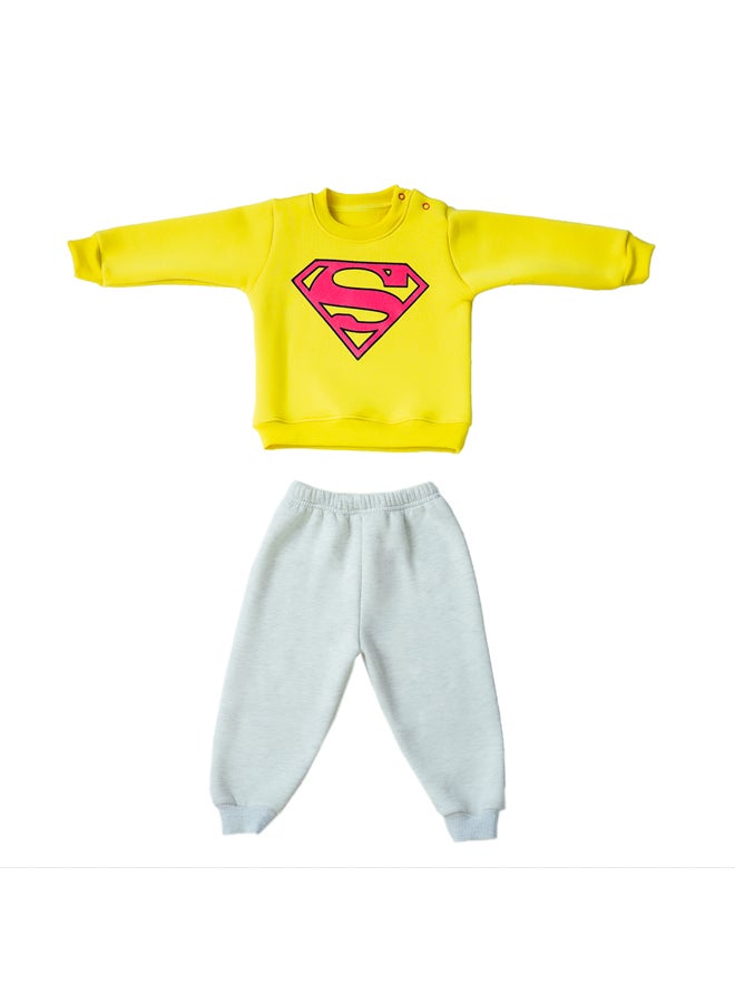 JOCKEY Baby Girl Inner Fleece the Super Girl Print Winter Pajama Set