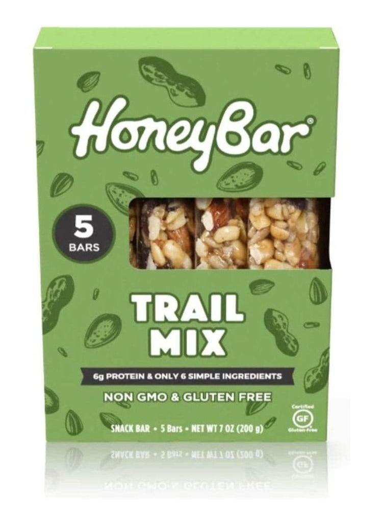 HoneyBar - Nuts Honey Trailmix 40g X 5counts with 7g of Protein and Gluteen Free Low Sodium Vegetarian Source of Fiber and Low Saturated Fat - Image 1