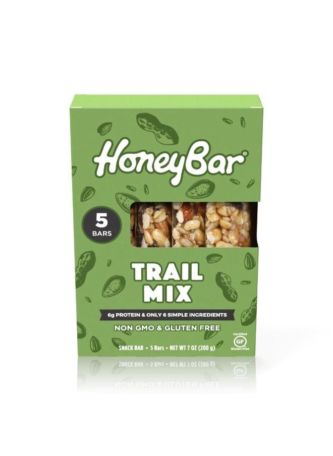 HoneyBar - Nuts Honey Trailmix 40g X 5counts with 7g of Protein and Gluteen Free Low Sodium Vegetarian Source of Fiber and Low Saturated Fat - Image 1