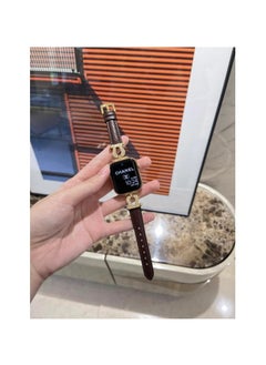 Generic U-shaped buckle woven leather strap for Apple Watch - Dark Brown  - Image 1