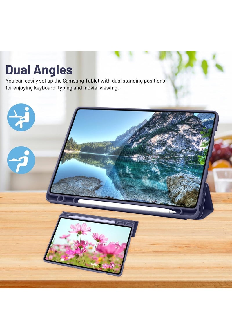 DUSALA Case Compatible with Samsung Galaxy Tab A9 Plus / A9+ 11 Inch 2023, SM-X210/X216/X218 | Trifold Stand Protective Case with Pen Holder | Auto Sleep/Wake Feature | Durable Dark Blue Case for Samsung Tab A9+ Protection - Image 4
