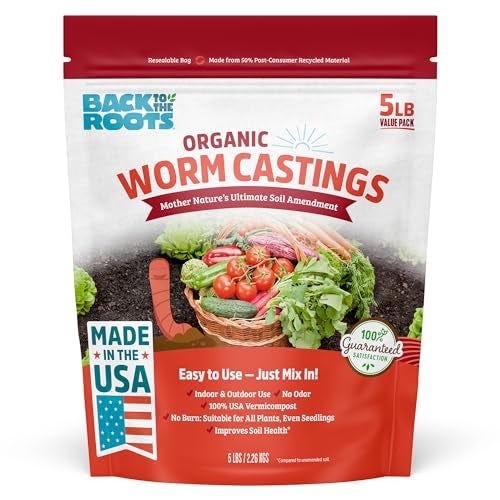Back to the Roots Organic Worm Castings for Plants, Natural Fertilizer and Soil Enhancer for Gardening, Made in The USA, 5lb - Image 1