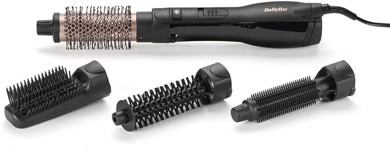 بيبي ليس BaByliss Smooth Finish 1200 Air Brush مع 4 أدوات إضافية: لزيادة حجم الشعر، تشكيله، تصفيفه، ويحتوي على 3 إعدادات لدرجة الحرارة، وتقنية أيونية؛ الرقم الطرازي: AS122E - Image 1