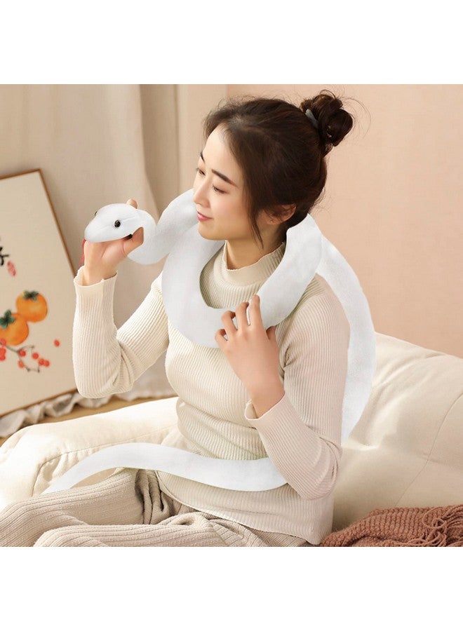 Clobeau Realistic Animal Stuff Snake, 78 Inch Long Stuffed Animal Plush Snake, Lifelike Snake Stuffed Animals Plush Toy Stuffed Snake Animal Plush Toy Large Snake Plush Toy Gifts For Kids (White) - Image 4